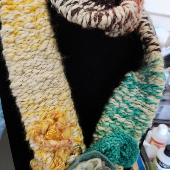 Scarf or necklace, handmade cotton with shines, soft and light. 42 inch long. - Picture 4 of 5